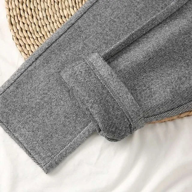 Wool Tube Pants for Women - High-Waisted, Stylish and Perfect for Winter Office Wear