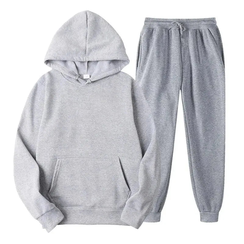 Men's Sports Set: Sweatshirt and Thick Pants Ideal for Winter