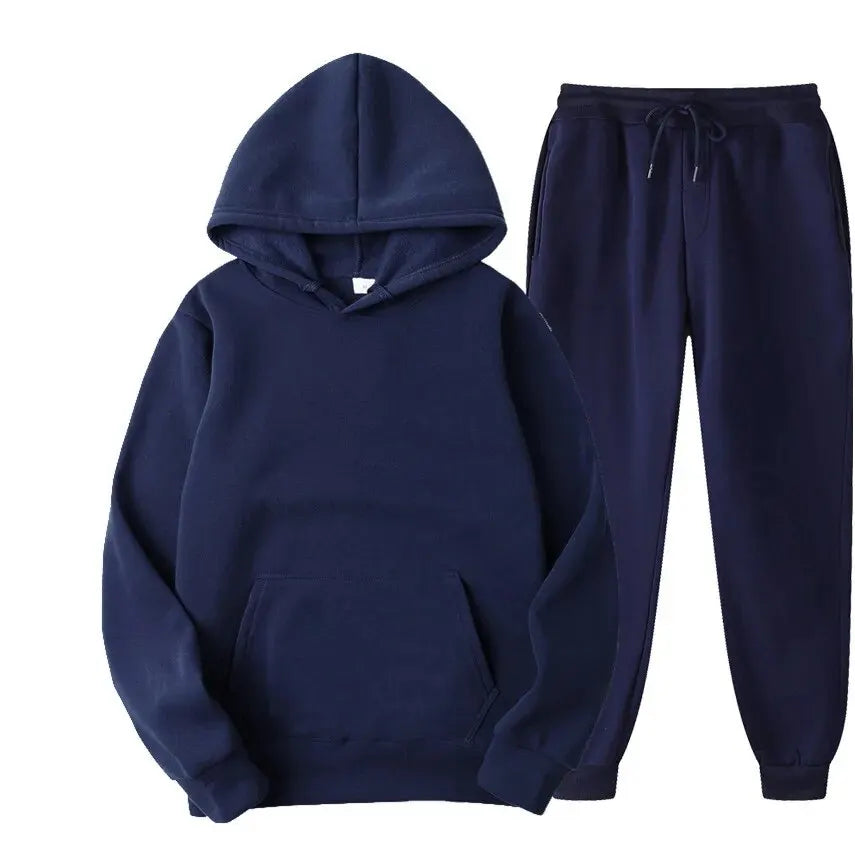 Men's Sports Set: Sweatshirt and Thick Pants Ideal for Winter