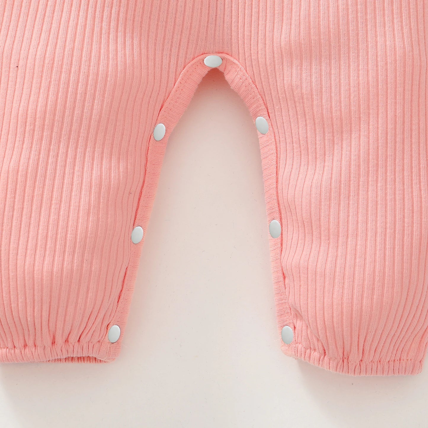 Baby Romper with Ruffles and Bow, Ribbed Design – Color Variants