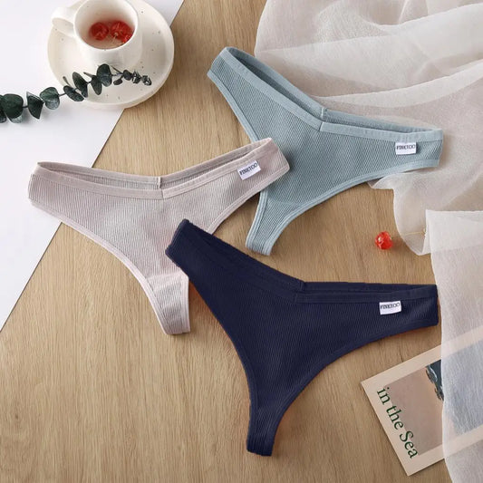 3Pcs/Set Women Cotton Thongs Panties