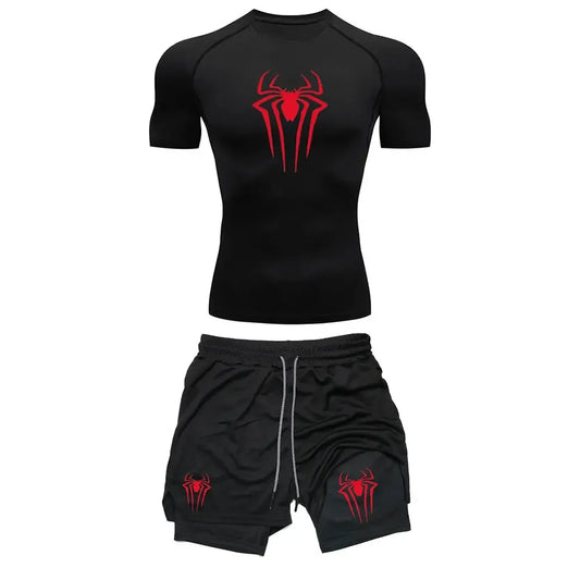 Men's Workout Compression Spiderman Set