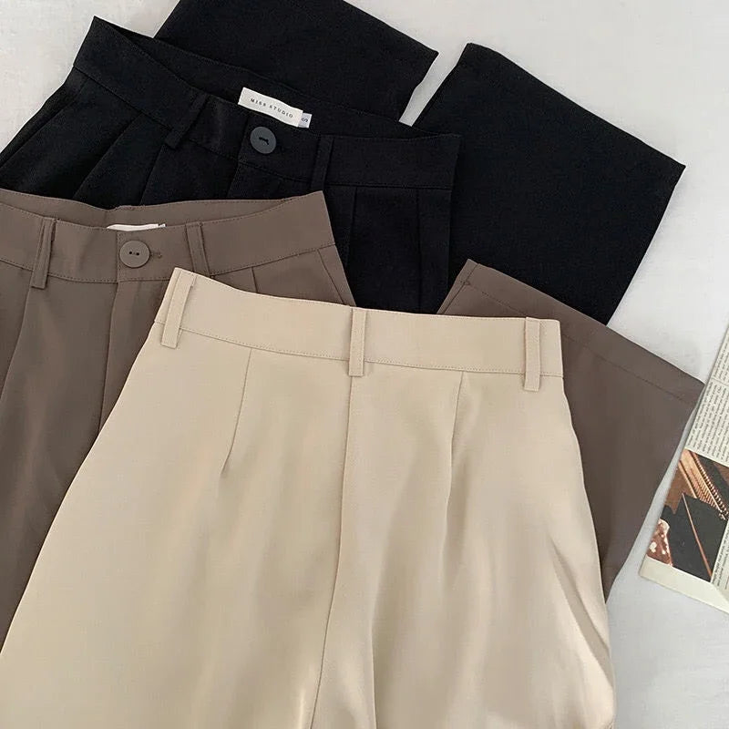 High Waist Unisex Suit Pants - Fall Straight Office Ladies Korean Fashion Trousers